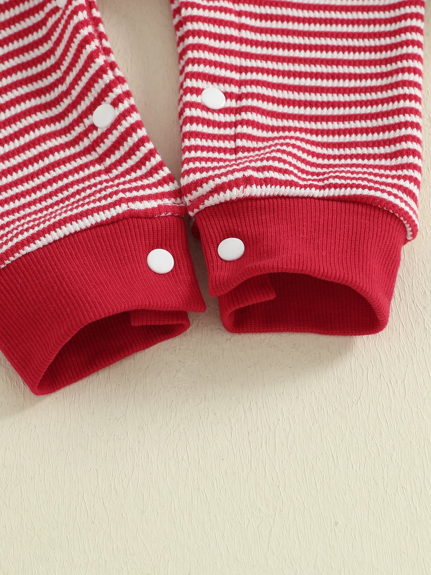 Baby Boys Christmas Romper Stripe Print Gingerbread Man Embroidery Long Sleeve Round Neck Jumpsuit