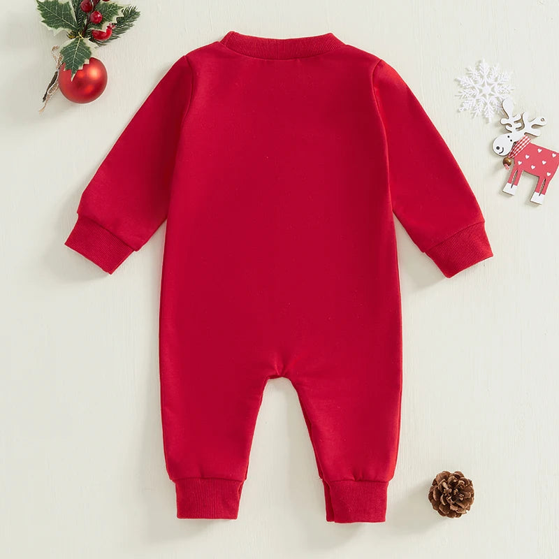 Baby Boys Girls Christmas Jumpsuit Better Not Pout Letter Embroidered Long Sleeve Romper Jumpsuit