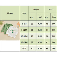 Load image into Gallery viewer, Toddler Baby Boys  Girls St. Patrick&#39;s Day Lucky Fuzzy Letter Shamrock Clover Leaf Embroidery Long Sleeve Round Neck Pullover Tops
