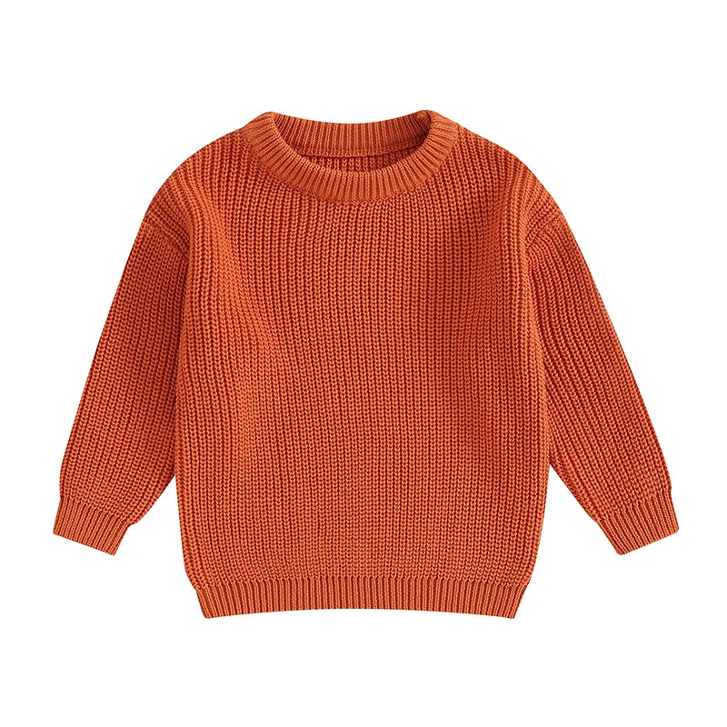 Baby Toddler Girls Boys Sweaters Knitting Pullovers Tops Solid Color Basic Cotton Long Sleeve Sweater Top