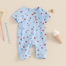Load image into Gallery viewer, Baby Girls Boys 4th of July Romper Ice Cream Popsicle Print Short Sleeve Summer Jumpsuit Romper

