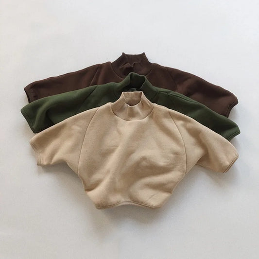 Toddler Kid Boy Girl Thick Winter Clothes Warm Loose Pullover Top Fleece Top Casual Plain