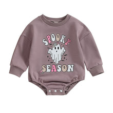 Load image into Gallery viewer, Baby Girls Halloween Crew Neck Romper Long Sleeve Spooky Season Ghost Print Bodysuit Playsuits
