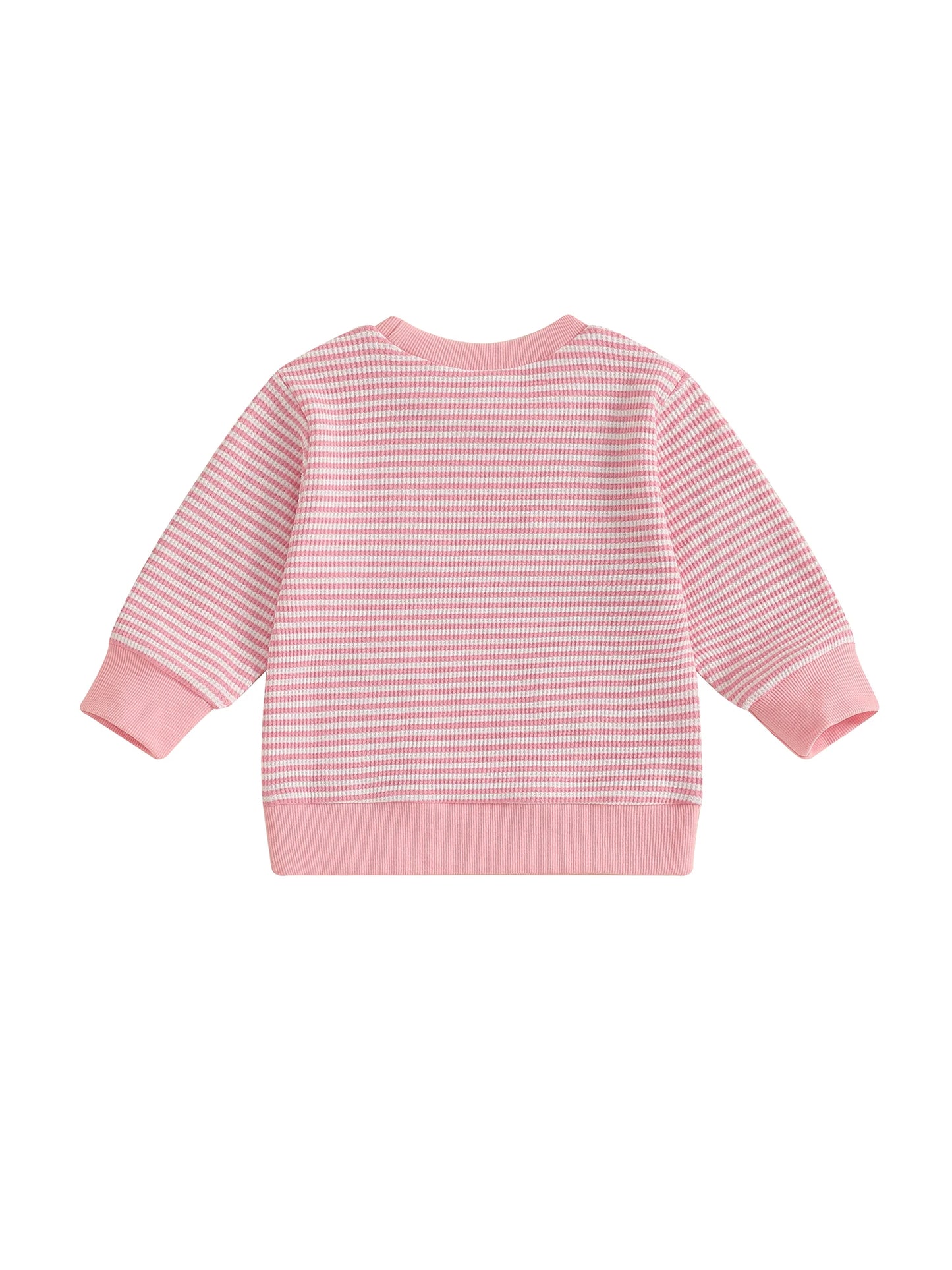 Baby Toddler Girl Christmas Top Christmas Tree Embroidered Striped Crew Neck Long Sleeve Pullover