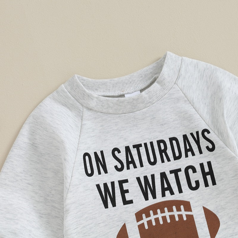 Baby Girl Boy Romper On Saturdays We Watch Football With Daddy Letter Print Long Sleeve Round Neck Jumpsuit Fall Clothes