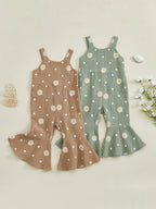 Baby Toddler Girls Summer Overalls Infants Sleeveless Daisy Floral Print Suspender Flared Pants