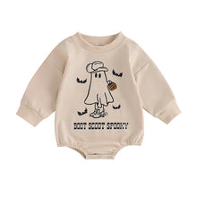 Load image into Gallery viewer, Baby Boy Girl Halloween Bodysuit Long Sleeve Round Neck Ghost Print Jumpsuit Romper
