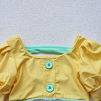 Girls Puff Sleeve 2 Pcs Swimsuit Set