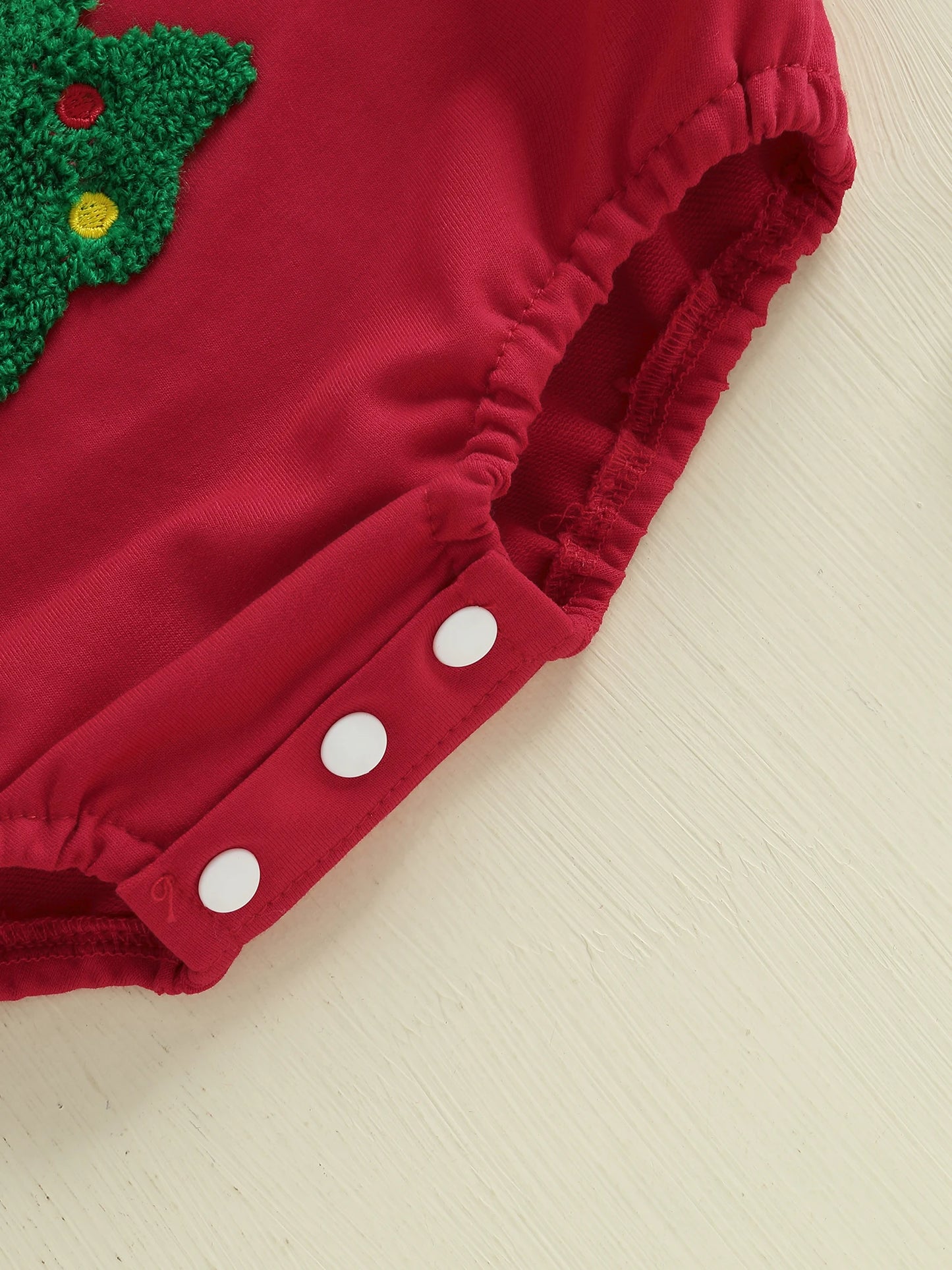 Baby Girl Boy Merry Romper Long Sleeve Round Neck Letter Christmas Tree Embroidery Bubble Jumpsuit