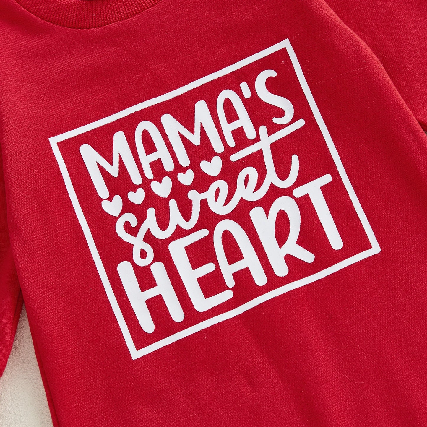Baby Boy Girl Mama's Sweet Heart Valentine's Day Romper Crew Neck Long Sleeve Letters Heart Print Jumpsuit