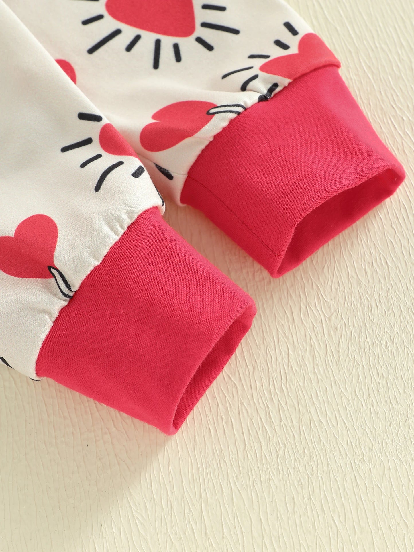 Baby Boy Girl 3Pcs My First Valentine's Day Outfit Letter Print Long Sleeve Romper Heart Candy Pattern Long Pants and Hat 3Pcs Set