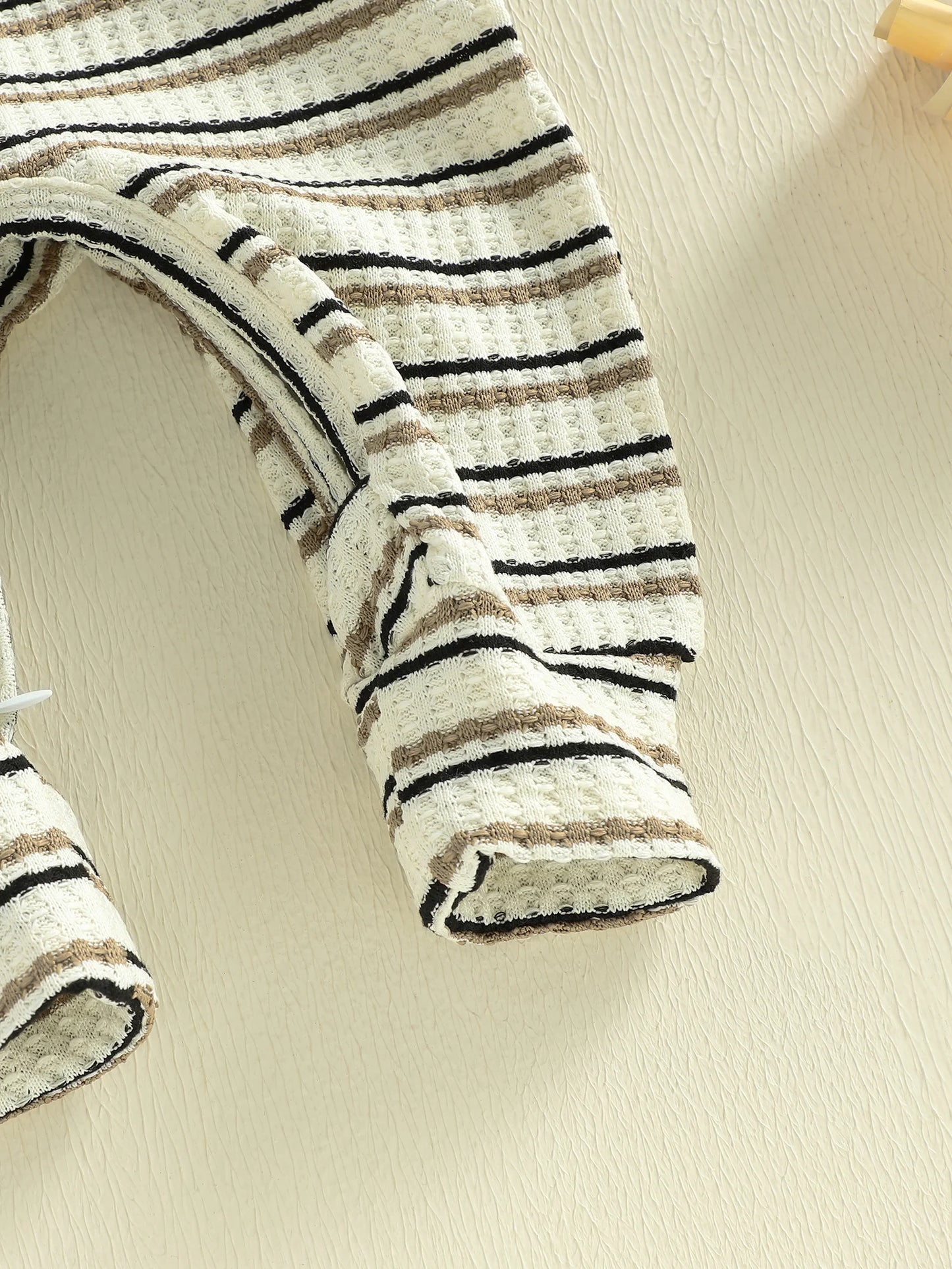 Baby Boy Girl 2Pcs Outfit Striped Long Sleeve Romper and Knotted Hat Spring Set