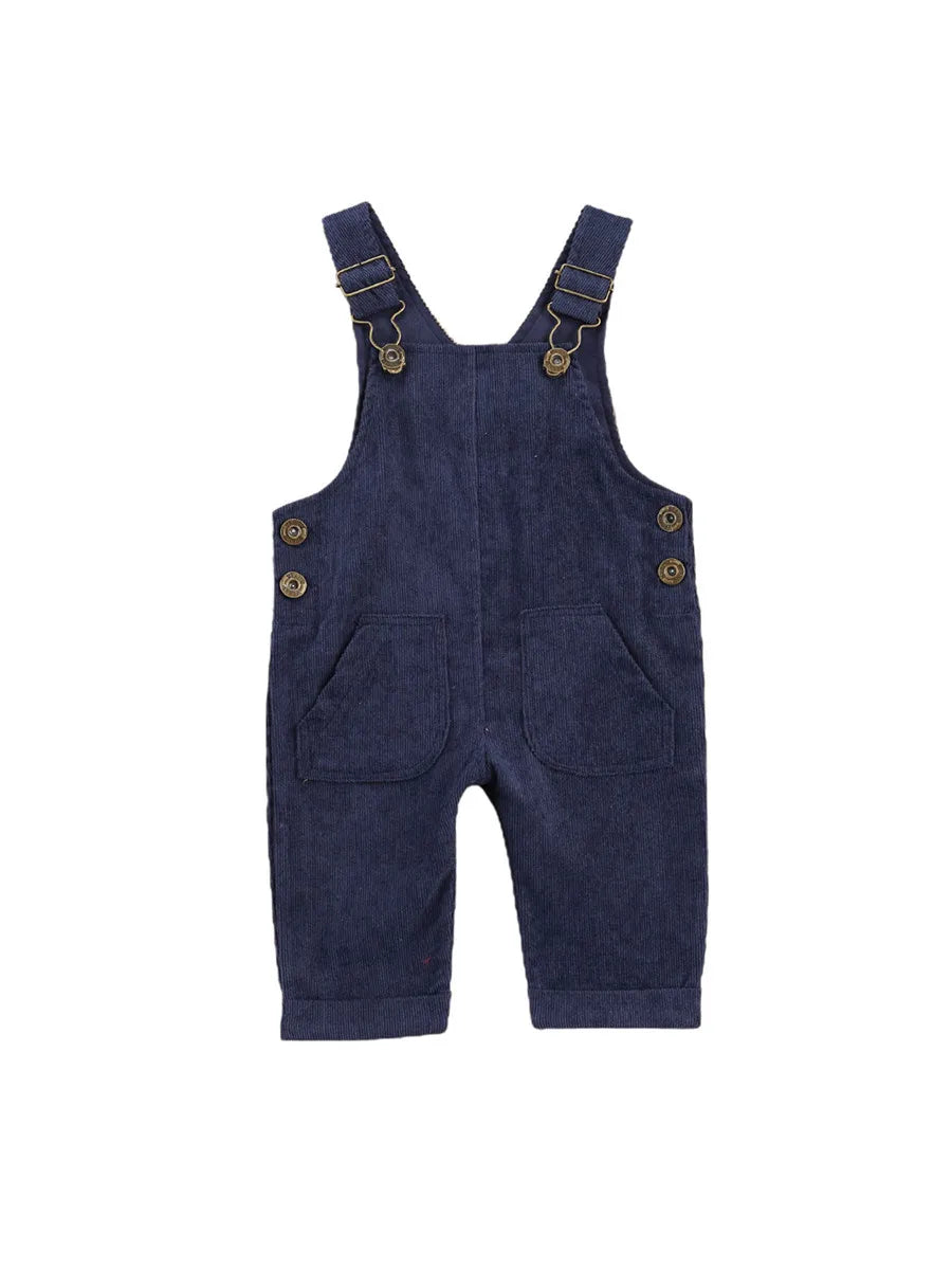 Baby Toddler Boys Girls Suspender Pants Jumpsuit With Buttons Fit Solid Color Overalls Romper
