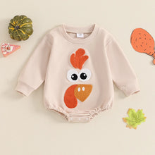 Load image into Gallery viewer, Baby Boys Girls Thanksgiving Romper Turkey Embroidery Long Sleeve Round Neck Bubble Jumpsuit
