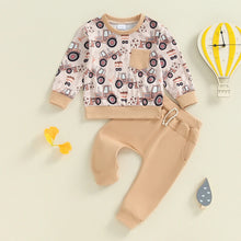 Load image into Gallery viewer, Baby Toddler Boys 2Pcs Outfit Tractor Print Long Sleeve Top and Elastic Pants Set
