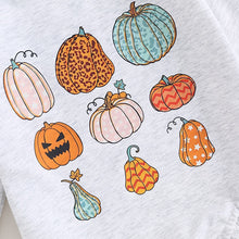 Load image into Gallery viewer, Baby Girls Boys Long Sleeve Crew Neck Pumpkin Print Fall Clothes Halloween Bubble Romper
