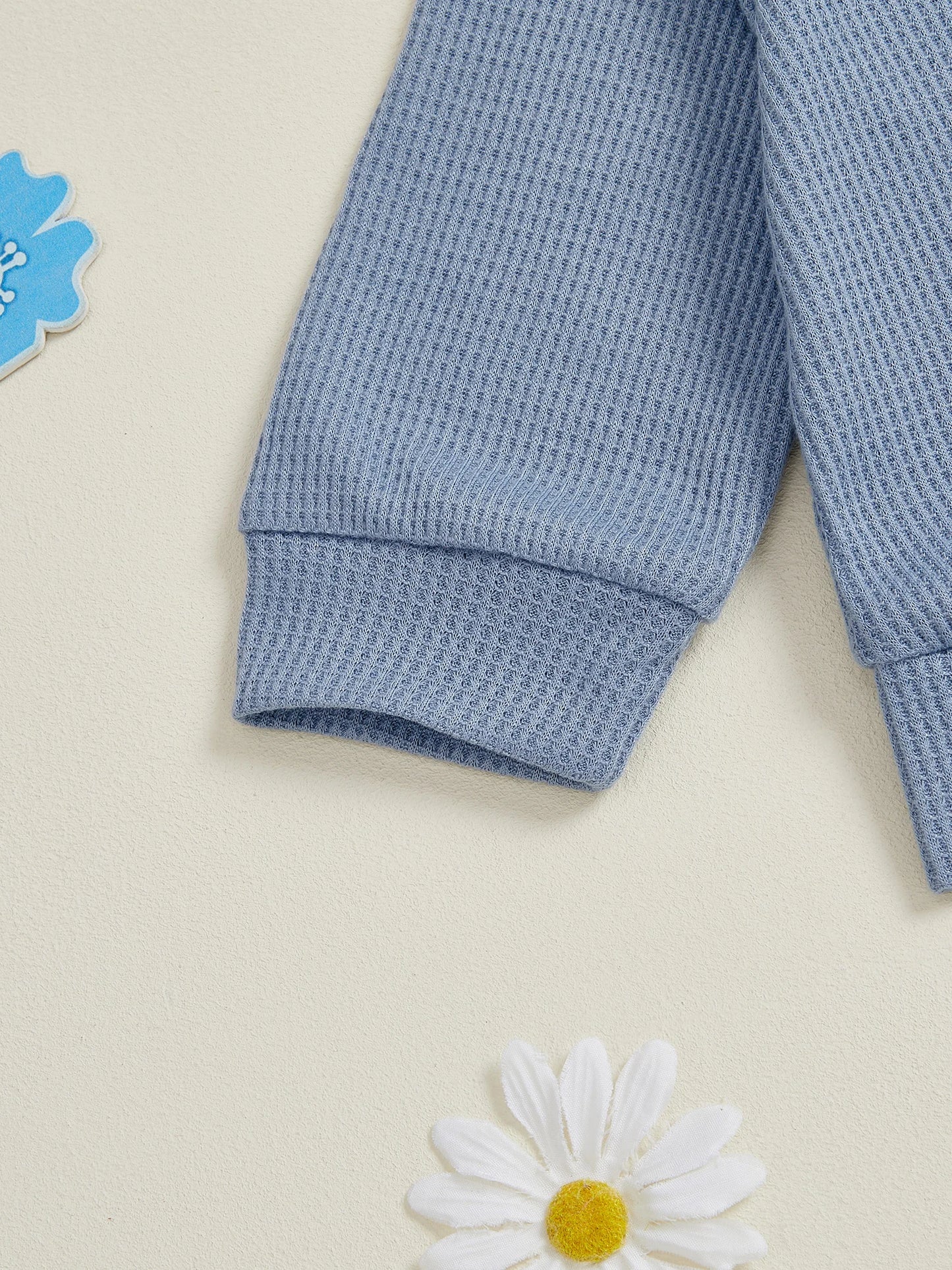 Baby Toddler Boys Winter Fall Outfit Solid Button Long Sleeve Top and Elastic Waist Pants 2Piece Waffle Set