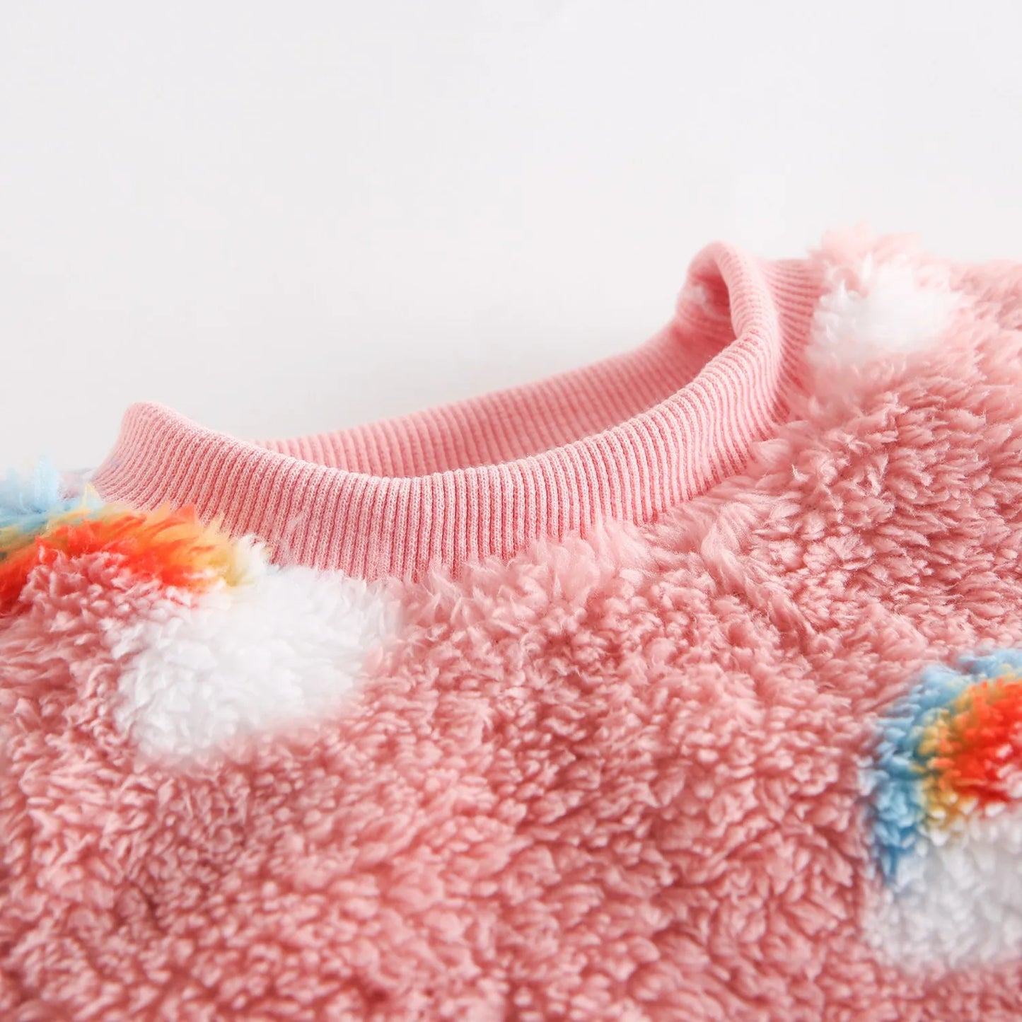 Baby Toddler Girl 2Pcs Winter Clothes Jogger Set Rainbow Print Fleece Pullover Top Pant Suit Clothes Thick Warm Outfit