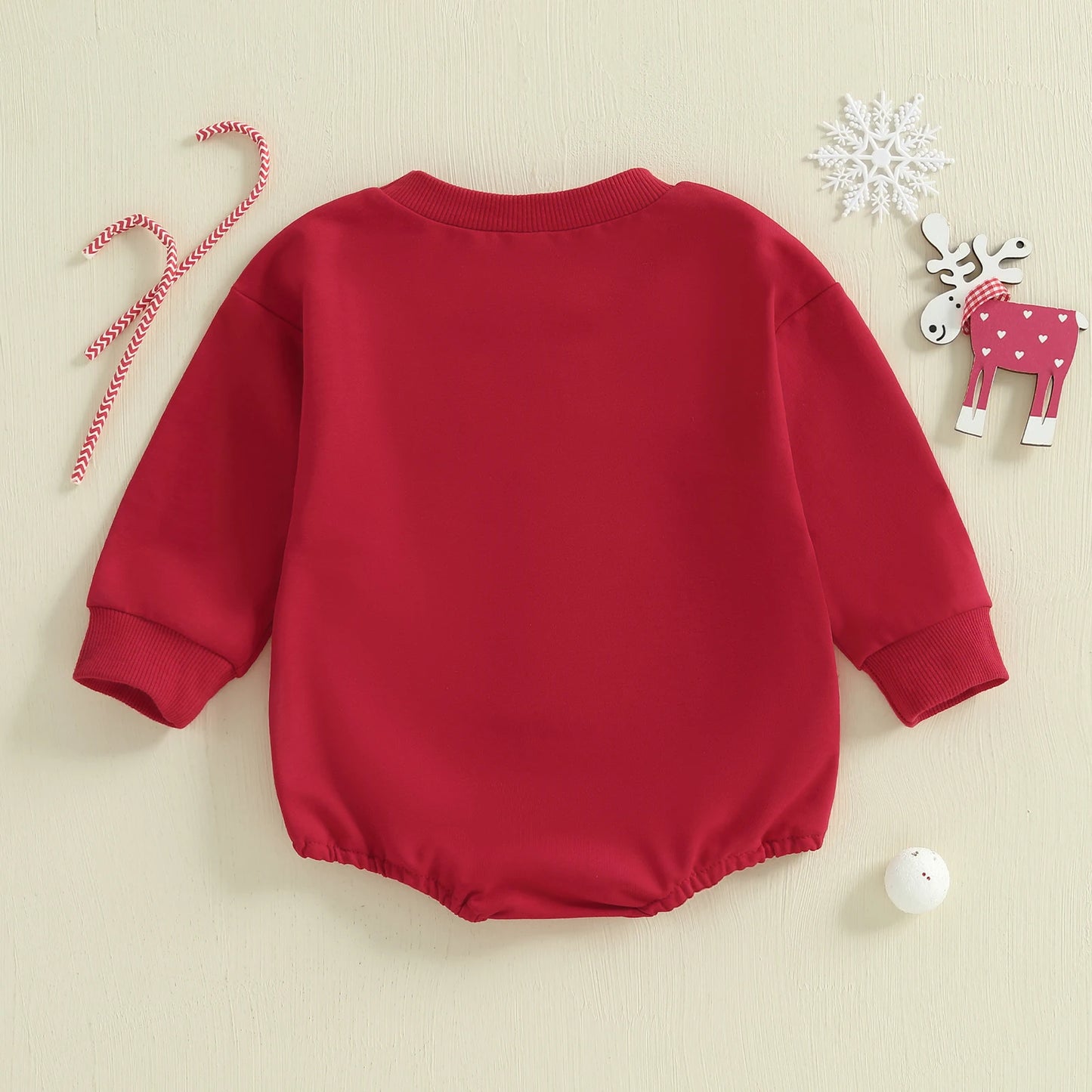 Baby Girl Boy Merry Romper Long Sleeve Round Neck Letter Christmas Tree Embroidery Bubble Jumpsuit