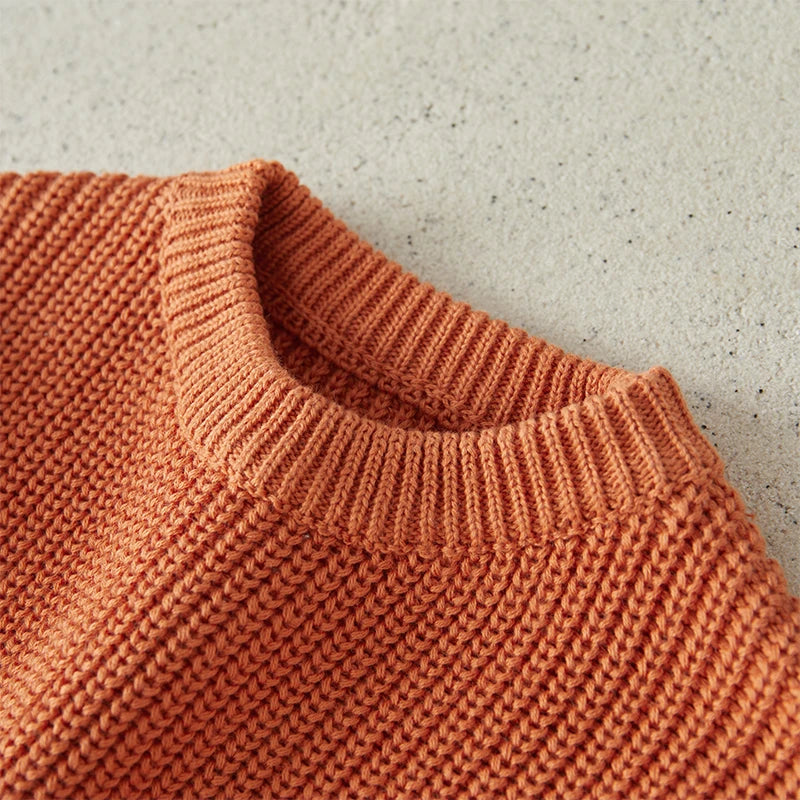 Baby Toddler Girls Boys Sweaters Knitting Pullovers Tops Solid Color Basic Cotton Long Sleeve Sweater Top