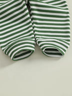 Baby Toddler Boys 2Pcs Mama's Boy / Little Dude Waffle Outfit Letter Embroidery Striped Long Sleeve Top and Elastic Pants Set