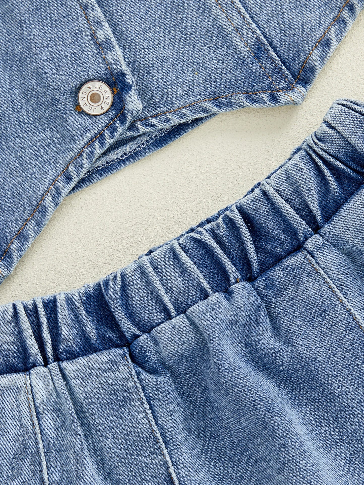 Toddler Kids Girls 2Pcs Denim Set Solid Color V-Neck Button Down Vest and Pleated Skirt 2 Piece Outfit