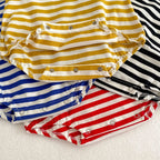 Striped Boys One Piece Short Sleeve Bodysuit Romper