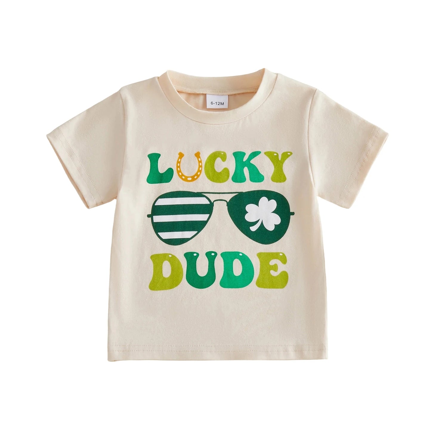 Baby Toddler Boys Summer T-Shirt Letter Shamrock Print Lucky Dude Short Sleeve Round Neck St. Patrick's Day Top