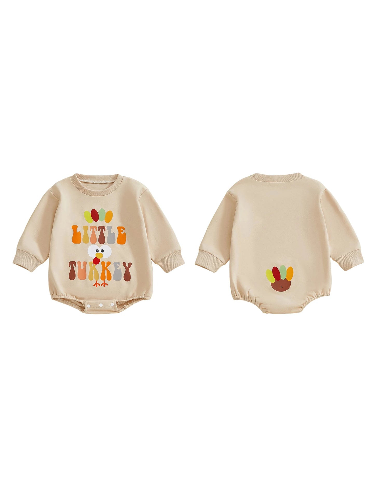 Baby Girl Boy Little Turkey Thanksgiving Day Romper Long Sleeve O Neck Turkey Letter Print Jumpsuit