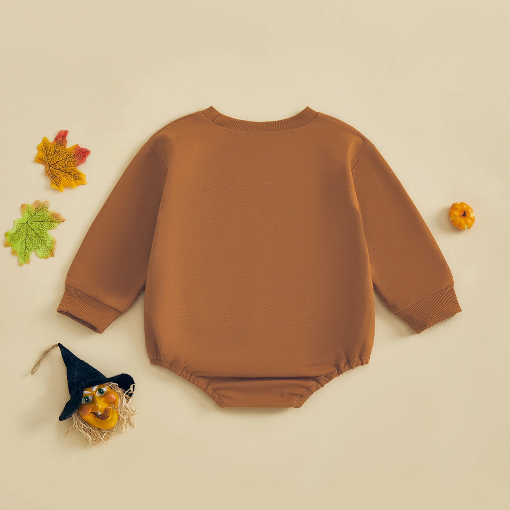 Baby Girls Boys Bubble Romper Long Sleeve Crew Neck Cat Print Fall Halloween Casual Bodysuit Clothes