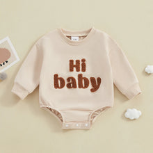 Load image into Gallery viewer, Baby Girls Boys Bubble Romper Bodysuit Hi Baby / Little Sister Letter Heart Embroidered Long Sleeve
