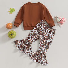 Load image into Gallery viewer, Baby Toddler Kids Girl 2Pcs Thanksgiving Outfits Long Sleeve Top Little Turkey Flare Pants Set Fall
