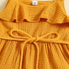 Load image into Gallery viewer, Baby Toddler Girls Summer Dress Casual Sleeveless Tank Square Neck Tie Belt A-Line Dress
