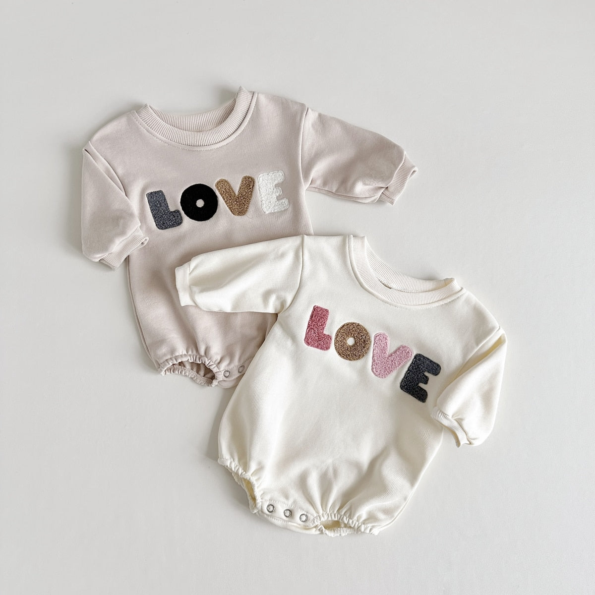 Love Embroidery Girl Bodysuit Romper