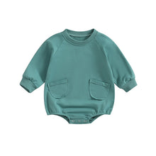 Load image into Gallery viewer, Baby Boy Girl Bodysuit Long Sleeve Round Neck Solid Jumpsuit Pockets Romper
