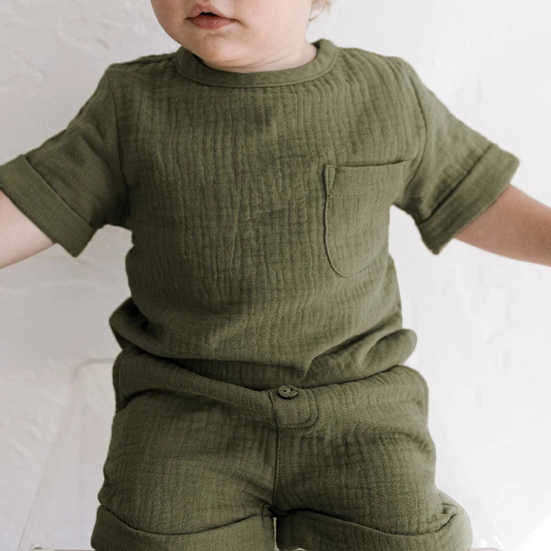 Double Gauze linen Shorts Set