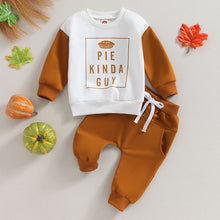 Load image into Gallery viewer, Baby Toddler Boys 2Pcs Thanksgiving Clothes Set Pie Kinda Guy Letter Print Long Sleeve Top Drawstring Pants Outfits
