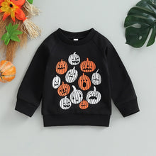 Load image into Gallery viewer, Toddler Baby Boy Girl Halloween Long Sleeve Top Round Neck Pumpkin Print Pullovers

