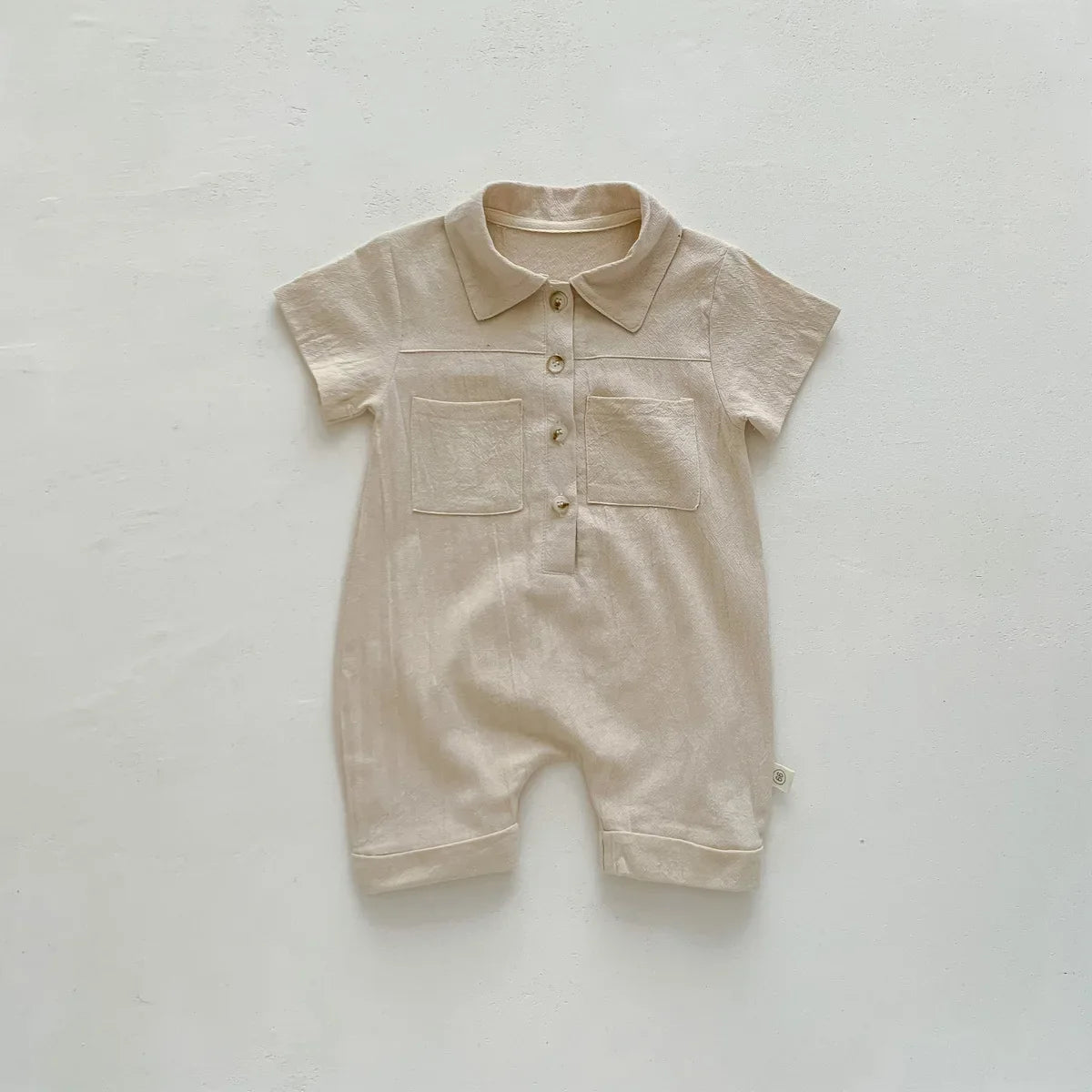 Solid Linen Overalls Jumpsuit Romper