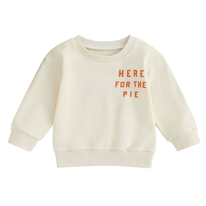 Toddler Baby Boy Girl Thanksgiving Long Sleeve Pumpkin Pie Letter Print Pullover Top