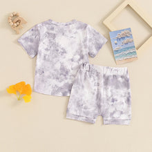 Load image into Gallery viewer, Toddler Baby Boys Girls 2Pcs Clothes Set Tie-dye Print Short Sleeve Top with Elastic Waist Shorts Summer Outfit
