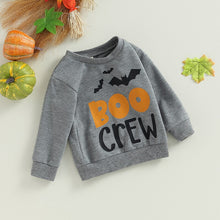 Load image into Gallery viewer, Baby Toddler Boys Girl Long Sleeve Crew Neck Top Letters Bat Boo Crew Print Pullover Halloween Clothes
