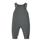 Baby Boys Girls Knit Jumpsuit Sleeveless Square Neck Solid Color Rompers Overalls