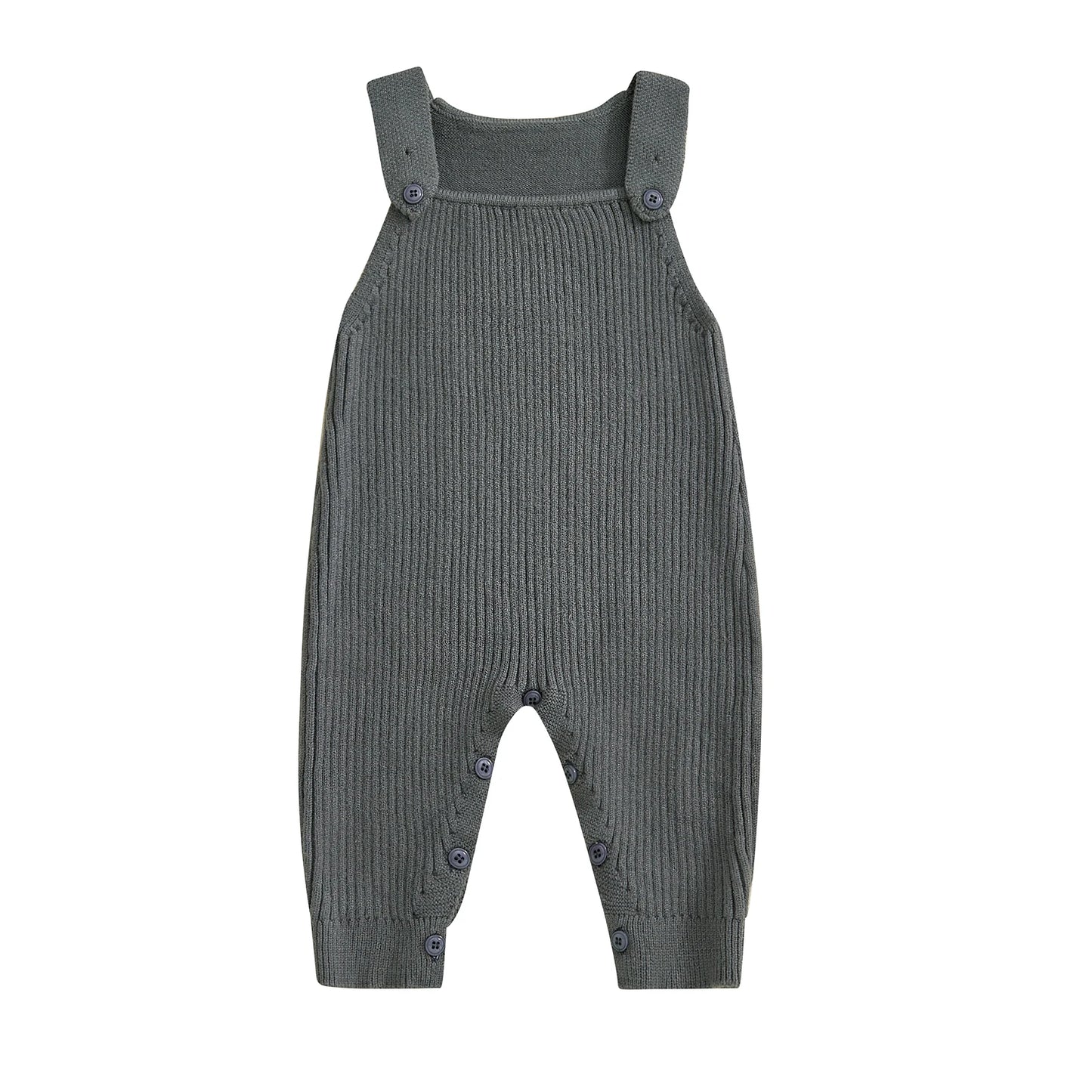 Baby Boys Girls Knit Jumpsuit Sleeveless Square Neck Solid Color Rompers Overalls