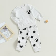 Load image into Gallery viewer, Toddler Baby Boy Girl 2Pcs Fall Clothes Ying Yang Rainbow Print Long Sleeve Crewneck Tops Pants Outfit
