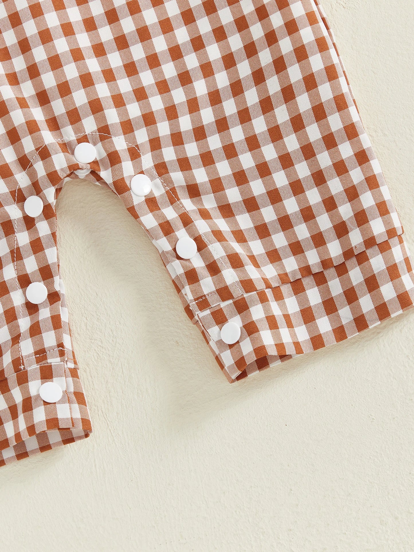 Baby Boy 2Pcs Fall Outfit Crew Neck Long Sleeve Romper and Truck Football Embroidery Plaid Overall Pants Set