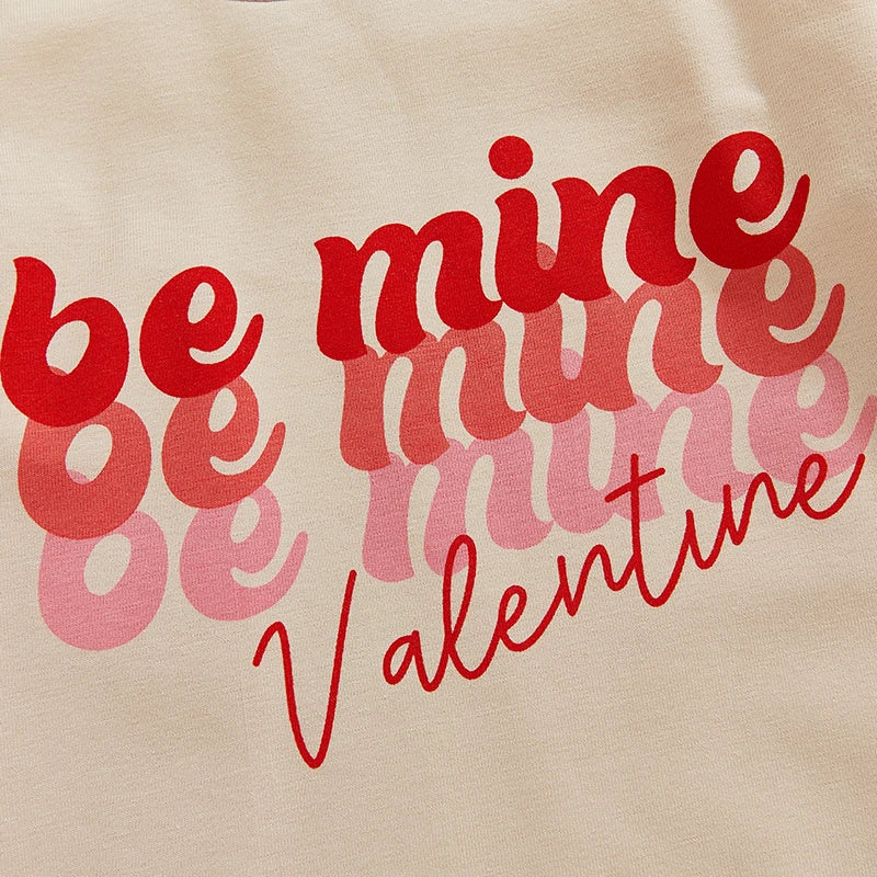 Baby Girl Boy Be Mine Valentine Valentine's Day Bubble Romper Letter Print Long Sleeve Valentines Jumpsuit