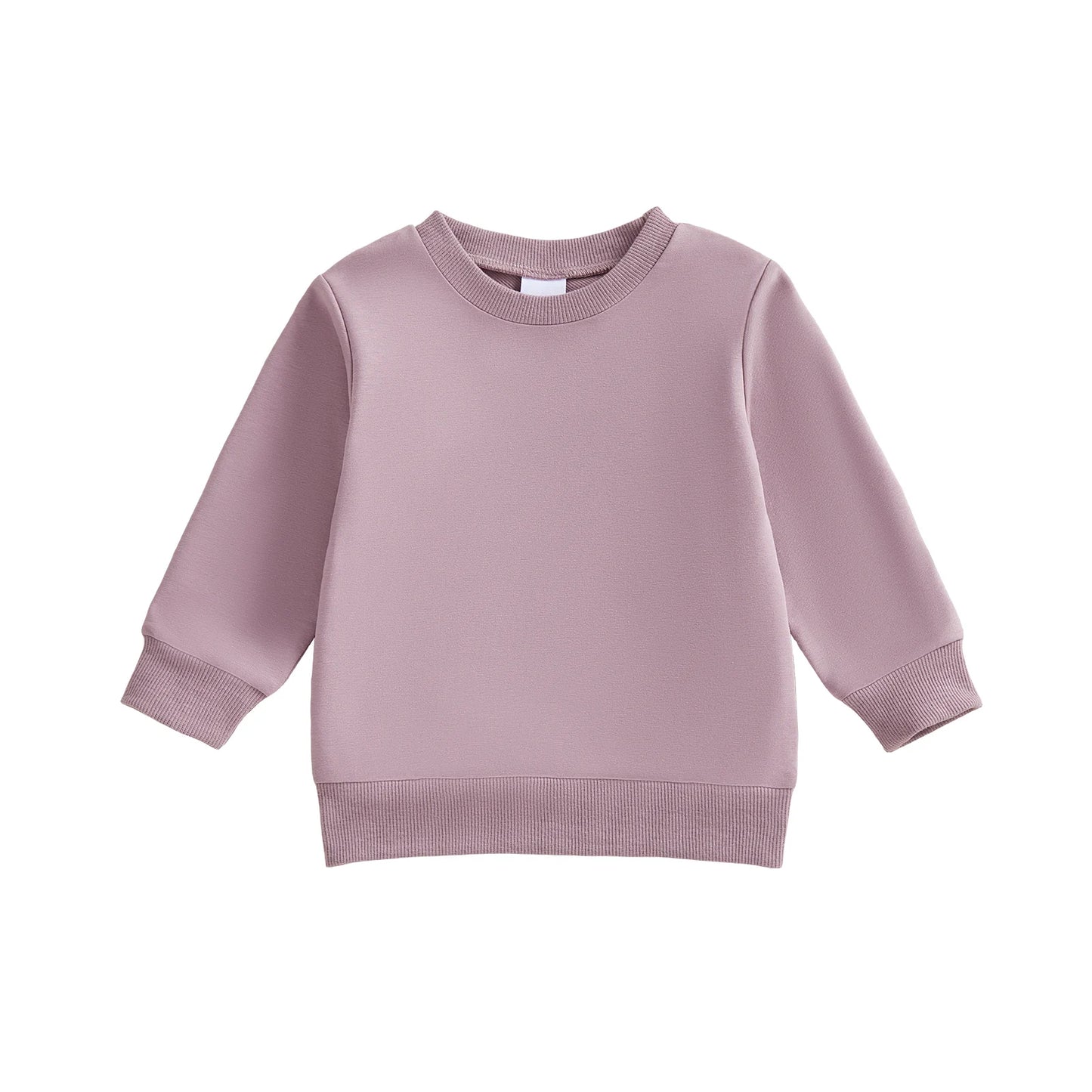 Baby Toddler Girls Boys Spring Fall Casual Loose Fit Stylish Solid Color Crew Neck Long Sleeve Pullover Top