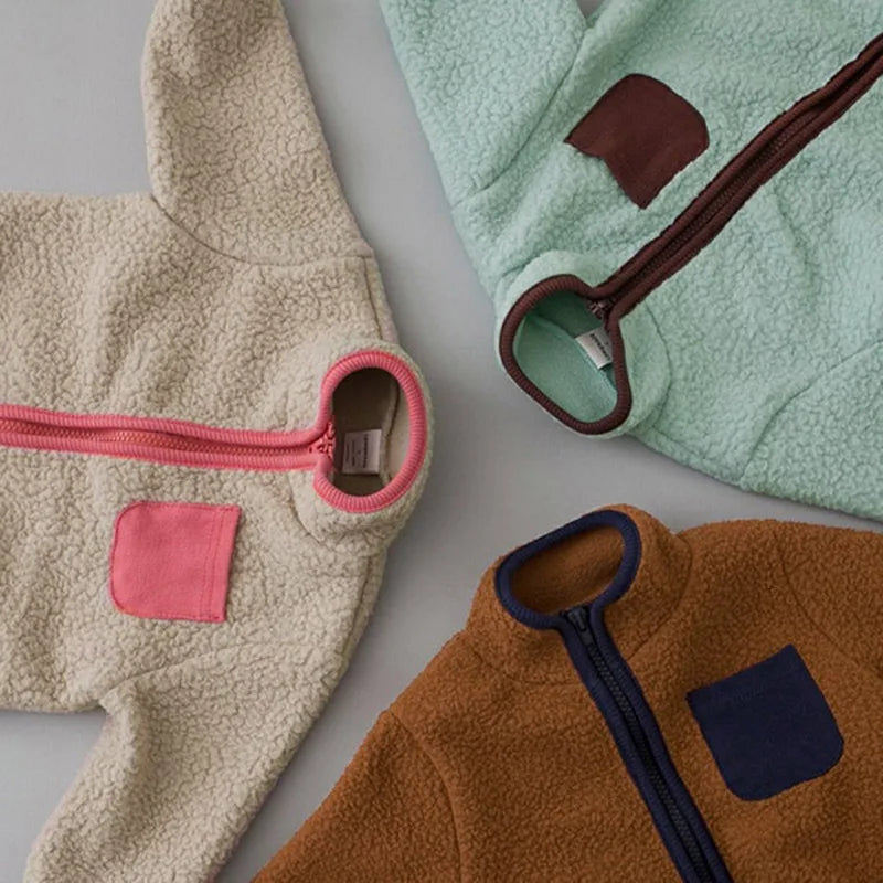 Fleece Patchwork Jumpsuit Outwear Romper