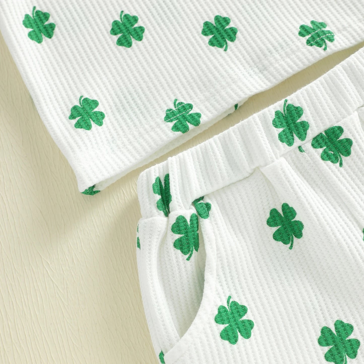 Baby Toddler Boys 2Pcs Outfit Spring Short Sleeve Crew Neck Shamrock Print Top and Elastic Waist Shorts St. Patrick's Day Set